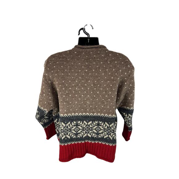 Vintage Eddie Bauer Wool Alpaca Nordic Fair Isle Knit Cardigan Sweater Size XL - Picture 3 of 10